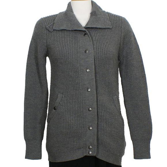 Eileen Fisher Jackets & Coats Gray Linear Merino Wool Rib Jacket S
